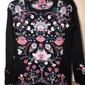 Johnny Was Embroidered Sweatshirt